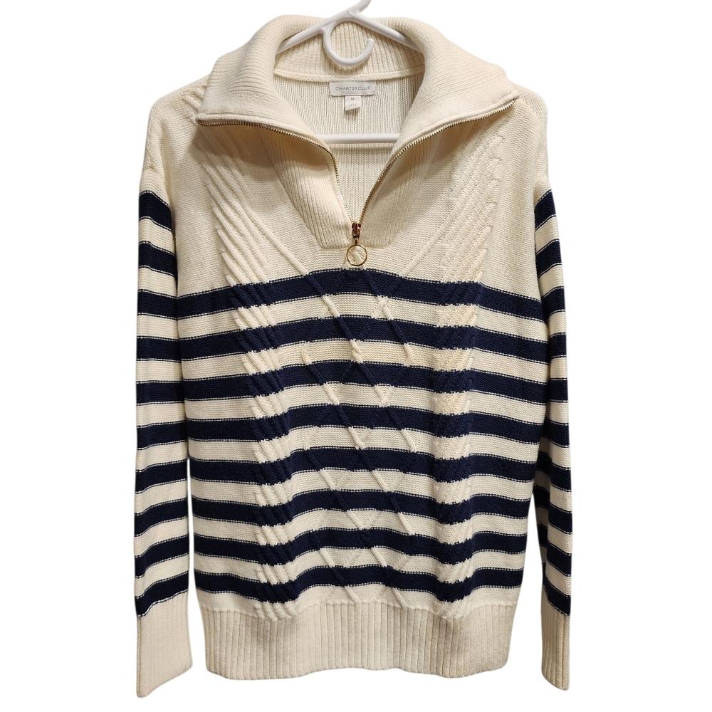 Oversized Chunky Knit Sweater Women's Size M Quarter Zip